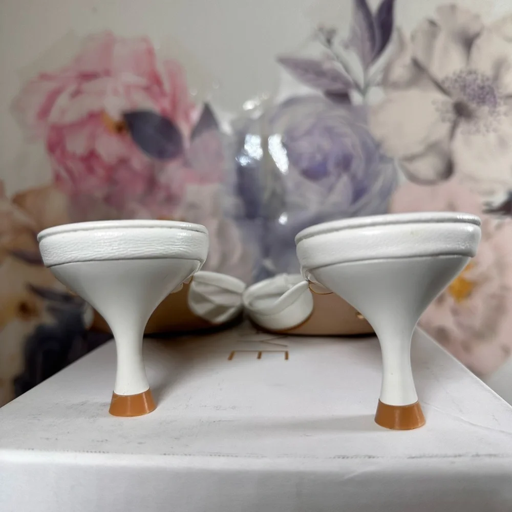 Like new RAYE Kimme Sandal in Ivory white leather kitten heel bride reception - Picture 7 of 10